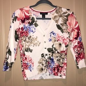 White House Black Market Floral Cardigan